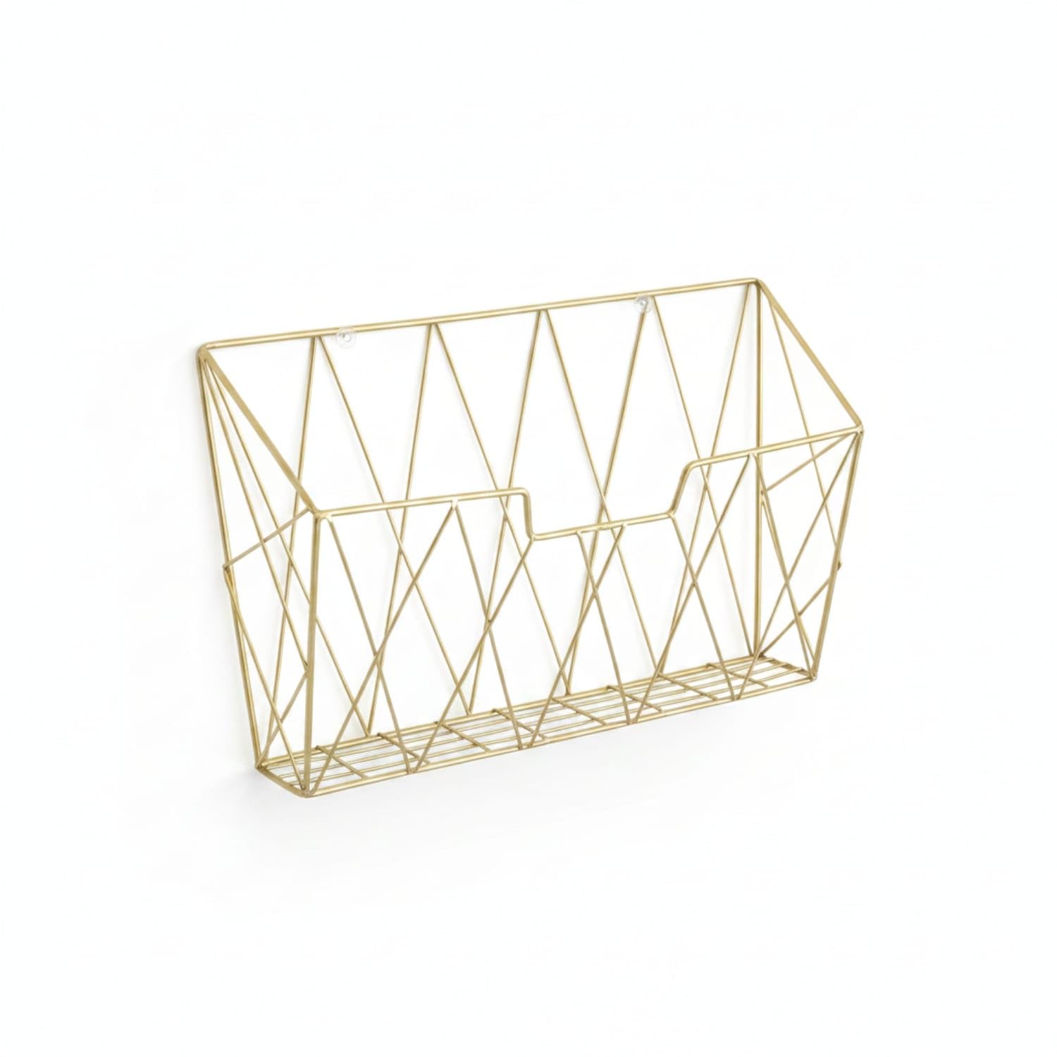 Open-Frame Wire Book Rack Slim Magazine Wall Rack Raised Lip Metal Wire Magazine Holder, Gold-image-31