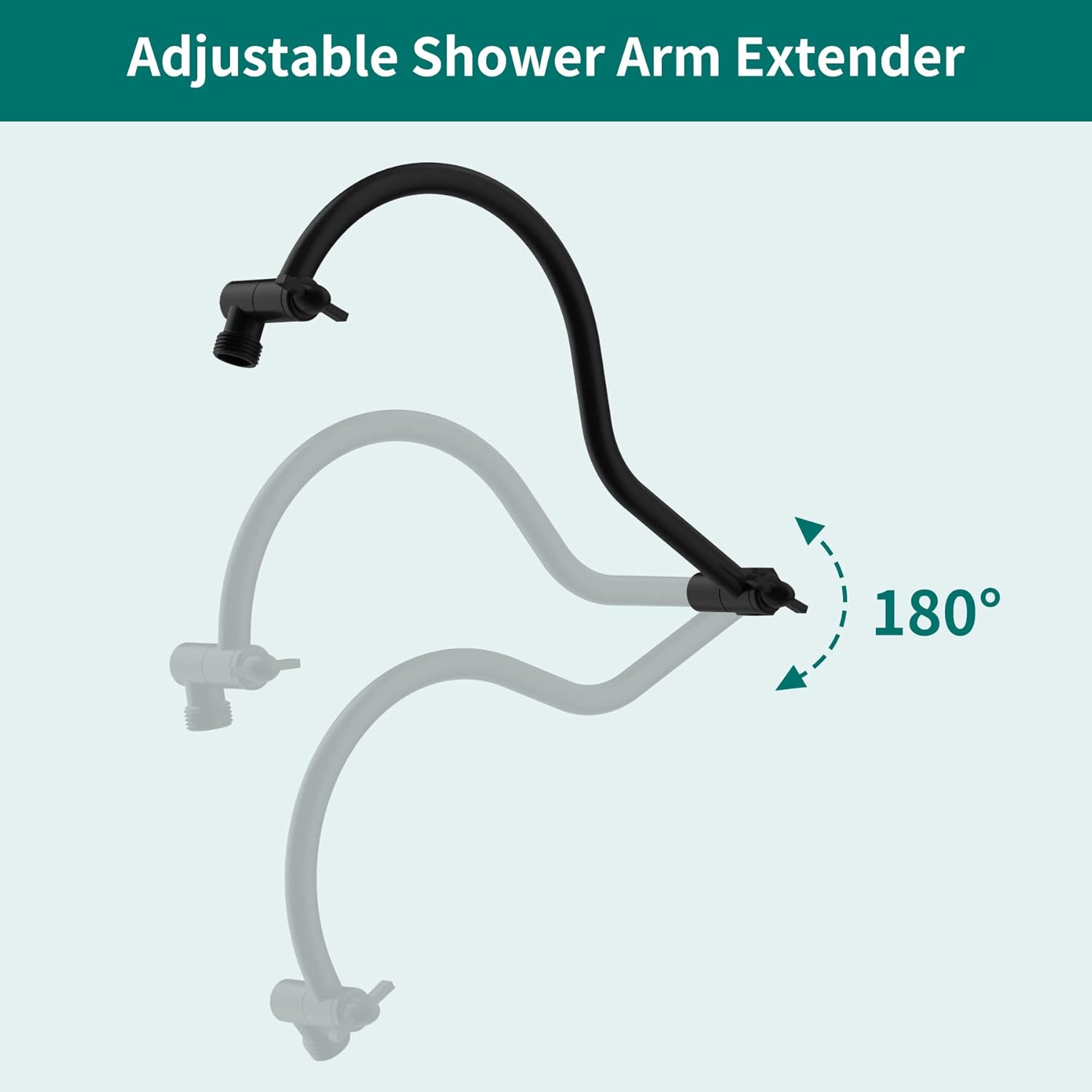 All Metal 16 Inch Solid Brass Adjustable Curved Shower Head Extens Arm