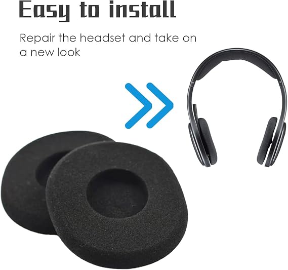 Memory Foam Replacement Ear Pads (2 Pairs) Compatible with Logitech H800 Headset Soft Earpads Cushion Cover, Ear Sponge Cover Black