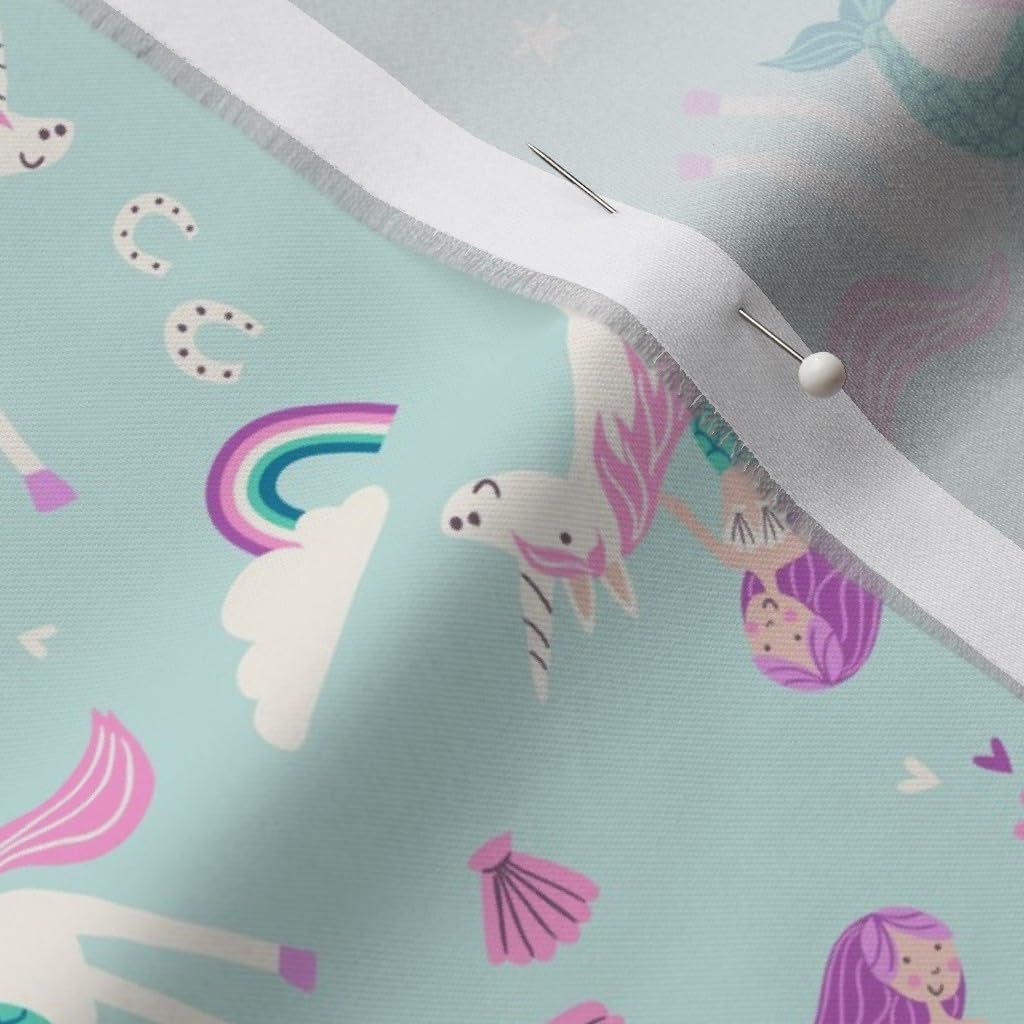 Spoonflower Fabric - Mermaid Unicorn Novelty Kids Cute Printed on Petal Signature Cotton Fabric by The Yard - Sewing Quilting Apparel Crafts Decor