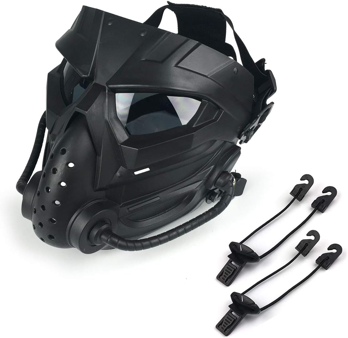 Anyoupin Alien Airsoft Mask Full Face Tactical Mask with Eye Protection Impact Resistant for Halloween Airsoft Hunting CS Game Paintball and Other Outdoor Activities Black-Gray-Lens : Sports & Outdoors