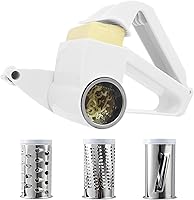 Vista 1 de Rallador de queso giratorio para queso duro, chocolate y nueces, tambor de acero inoxidable, mango ergonómico, fácil de limpiar, molinillo de queso