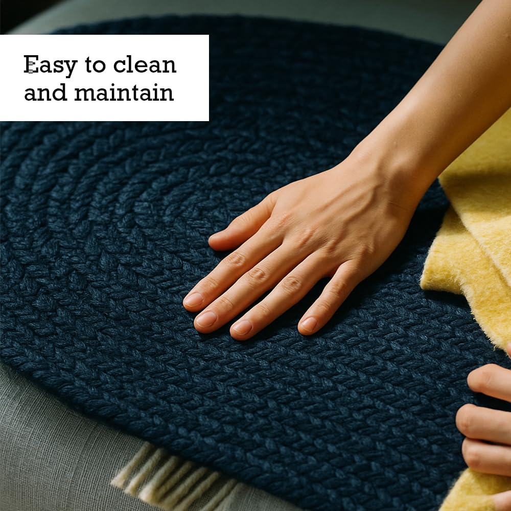RAJRANG Area rug-Jute (Navy Blue, 60 x 91- Oval), 91 x 152 cm (Oval) - Image 4