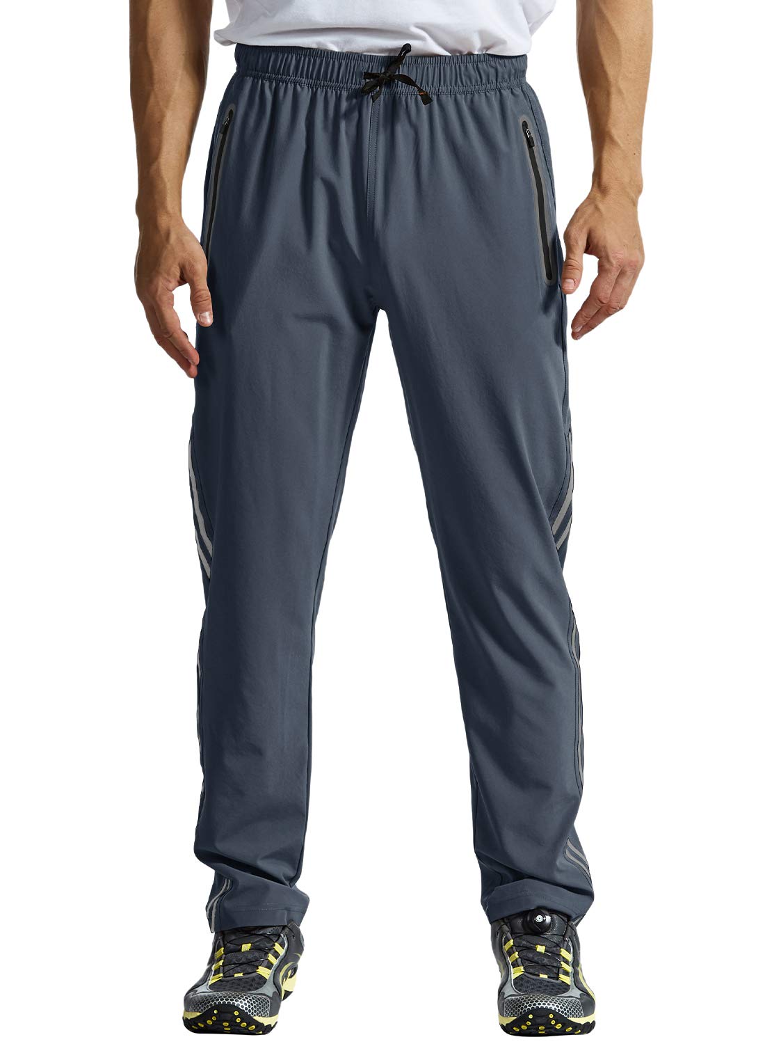 TBMPOY Men's Lightweight Hiking Travel Pants Breathable Athletic Fishing Active Joggers Zipper Pockets