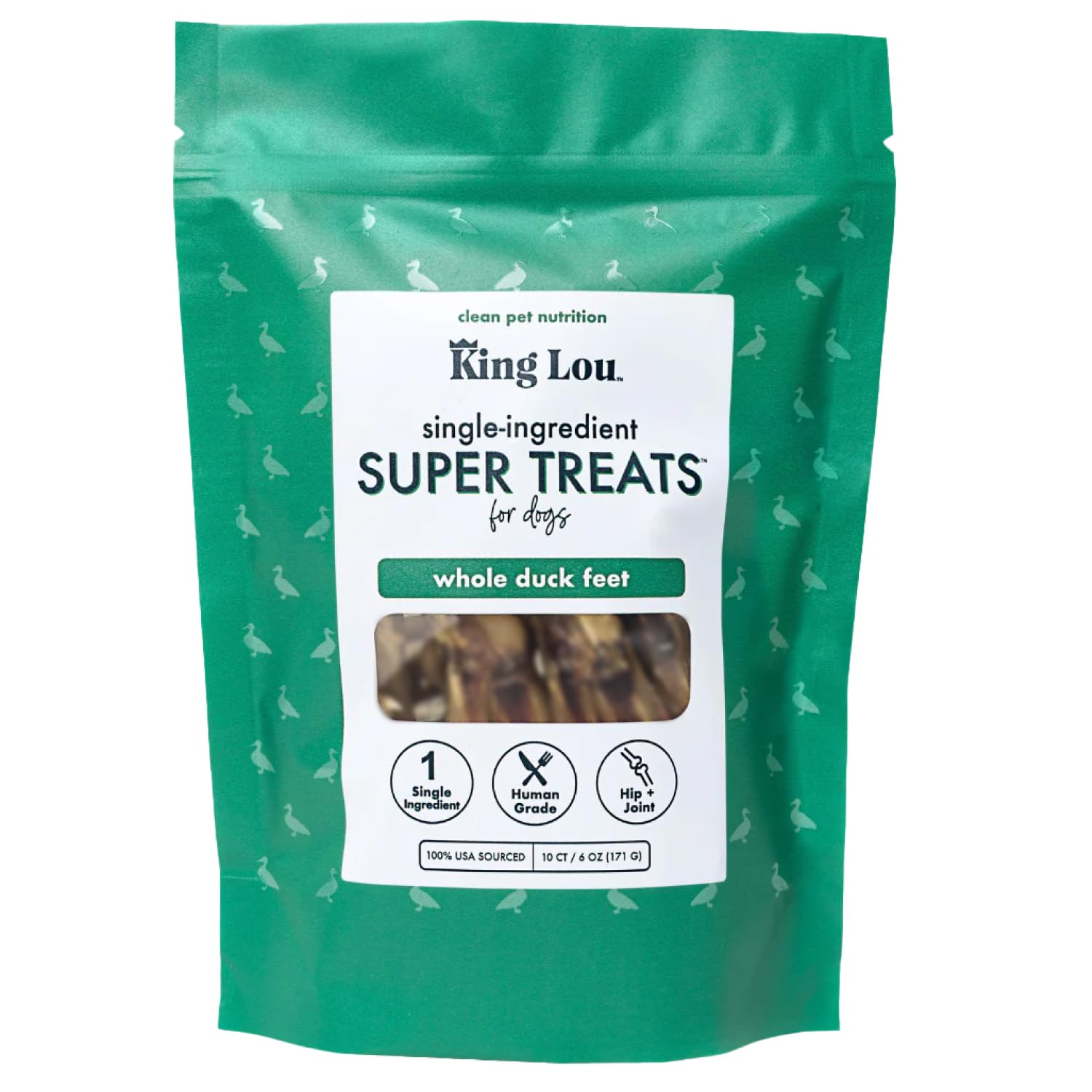 King Lou - Whole Duck Paws for Pets Single Ingredient Dog Treats Dehydrated Dog Treats USAMade