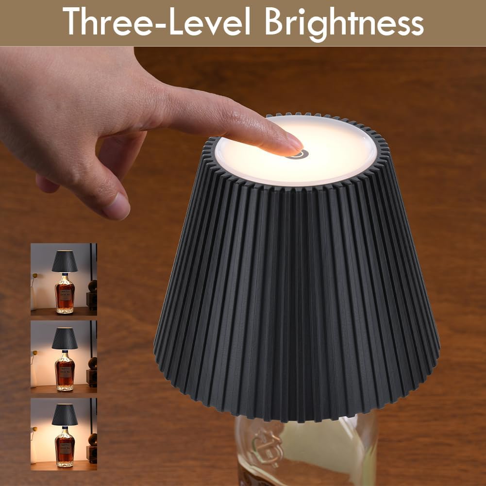WILIT Wireless Lamp Shades for Liquor Bottle Lights, 3 Level Brightness Cordless Table Lamp, Table Top Decor for Living Room, Wine Lamp Touch Lamps for Nightstand, Housewarming Gifts New Home