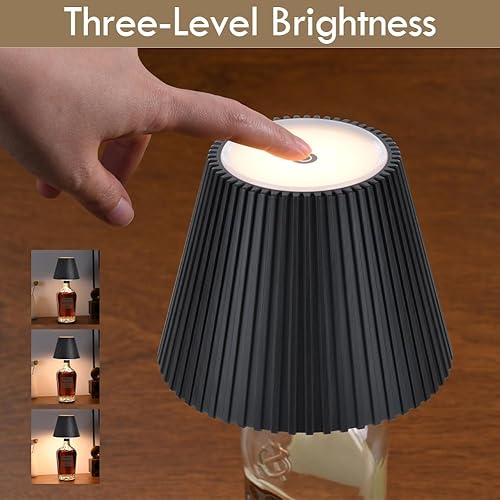 Miniatura 3 de WILIT Wireless Lamp Shades for Liquor Bottle Lights, 3 Level Brightness Cordless Table Lamp, Table Top Decor for Living Room, Wine Lamp Touch Lamps