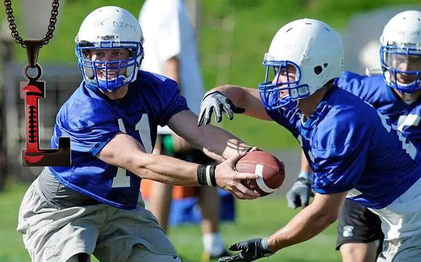 Miniatura 4 de Collar de fútbol de acero inoxidable A-Z alfabeto inglés colgante de letra negra para hombres mujeres
