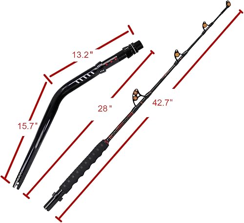 Miniatura 7 de Fiblink Bent Butt Trolling Rod 2 piezas de agua salada en alta mar caña de pescar Big Game Roller Rod Polo de barco convencional