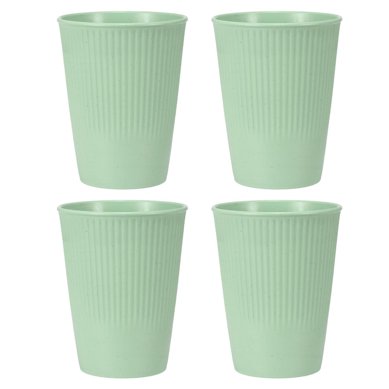 sourcing map 4 Pcs Simple Toothbrush Cup, 3.3 x 3.3 x 4.2" Dishwasher Safe Bathroom Tumbler Reusable Plastic Cup Set for Storing Toothpaste Combs, Light Green