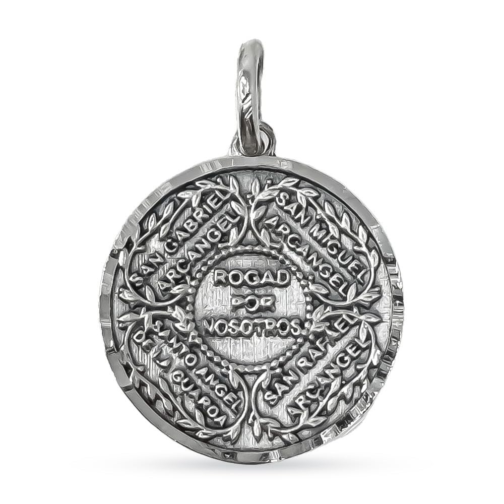 Arcángeles San Rafael Gabriel Miguel Ángel de la Guarda Medalla Plata Ley maciza de 16mm.