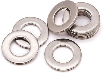 Zernmiarder 304 Stainless Steel Flat Washers - 1" ID, 2" OD, Pack Of 10, For Screws & Bolts