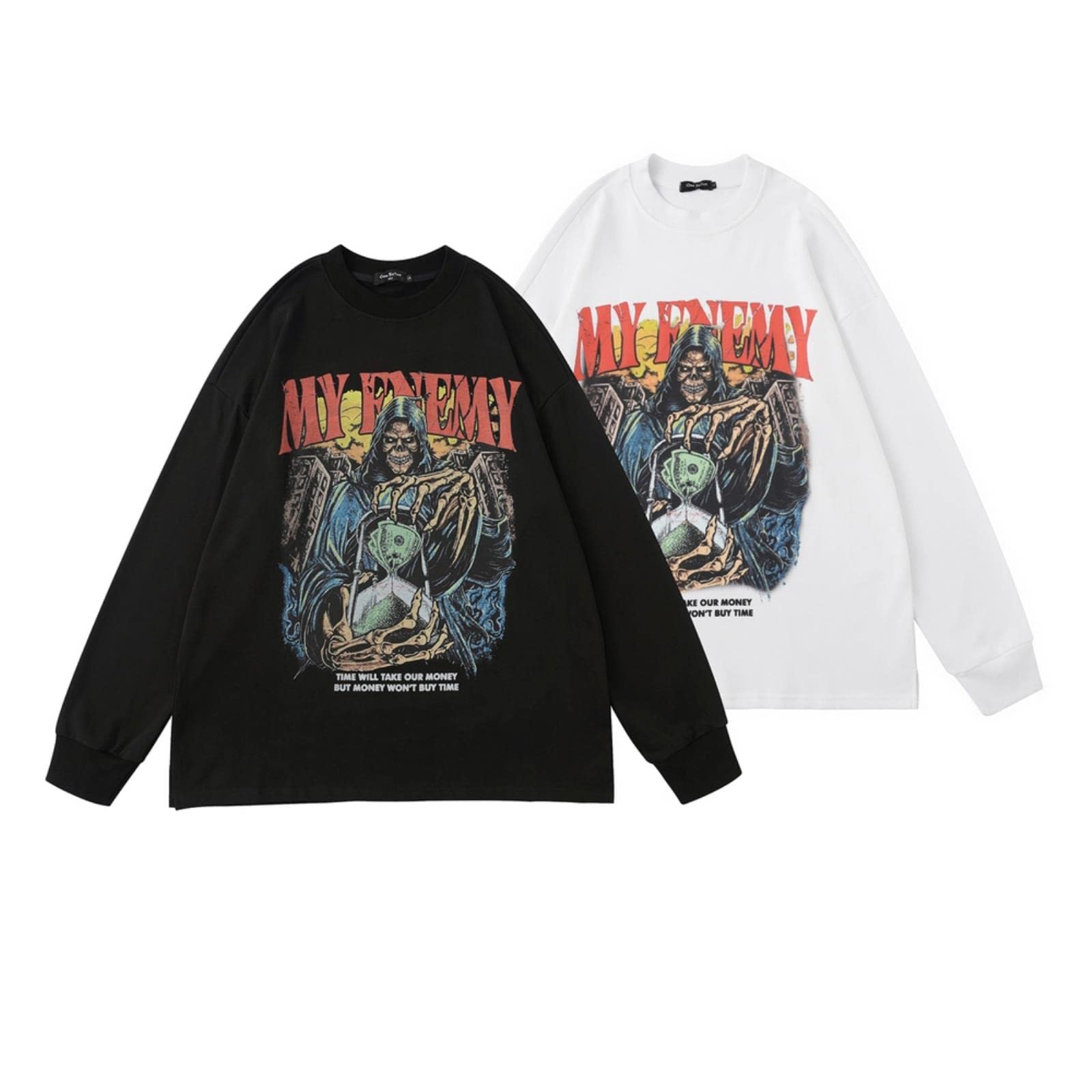 Hip Hop Felpa Nera Streetwear Stampa Pullover Felpa Con Cappuccio Harajuku Casual Punk Gotico Cotone Coppia Allentata