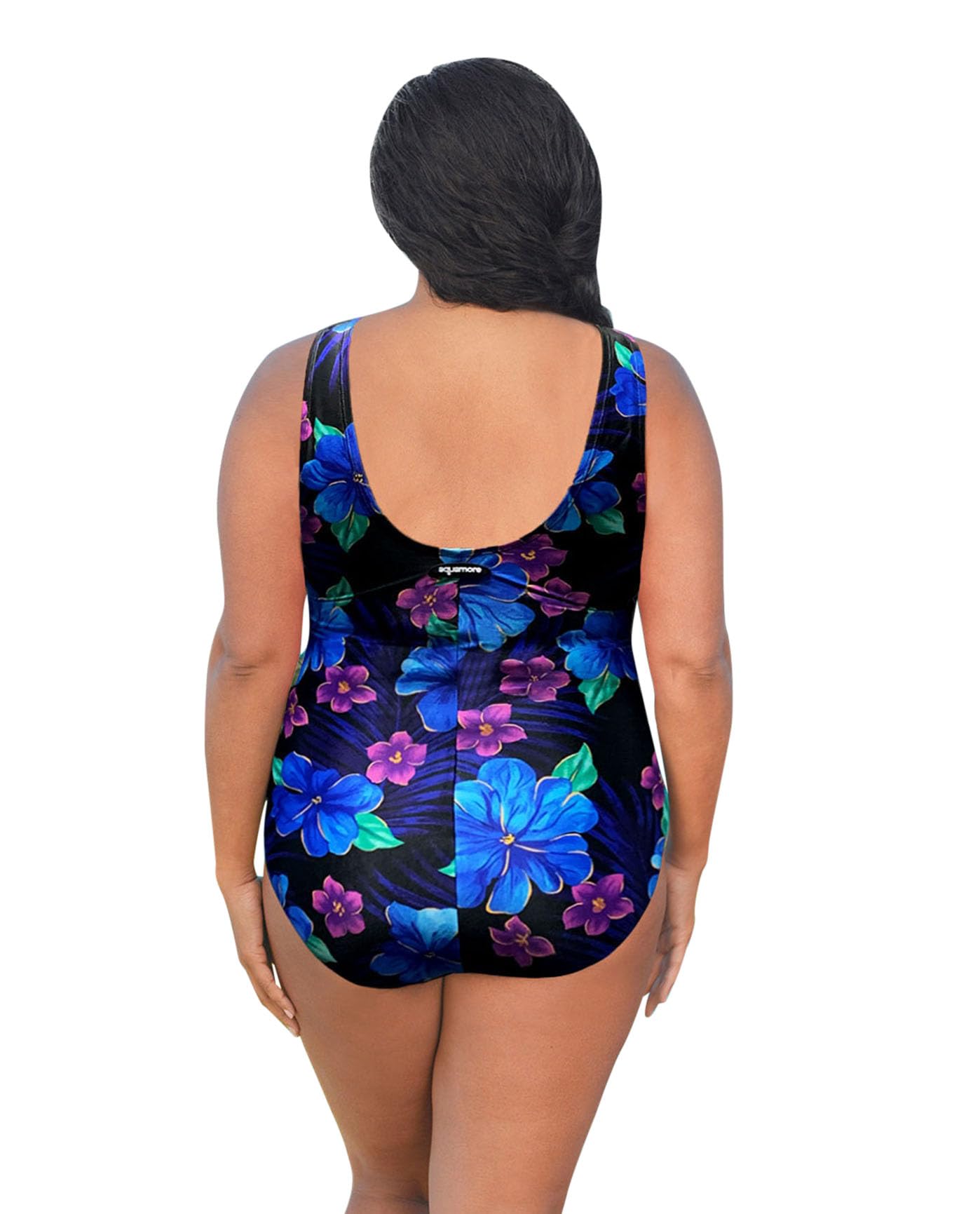 AQUAMORE Chlorine Resistant Print High Neck Plus Size Swimsuit - 217 AQM Wild Blossom - 20W
