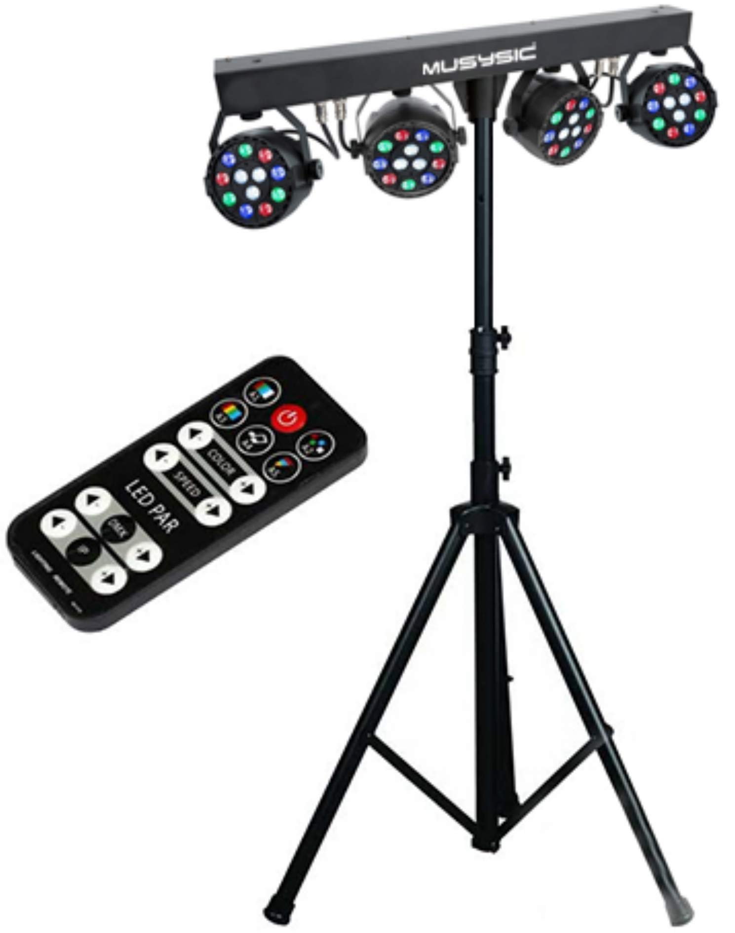 MUSYSIC MU-L31A Complete Professional 4-Par 4-in-1 Stage LED Lights DJ Band DMX System & Stand