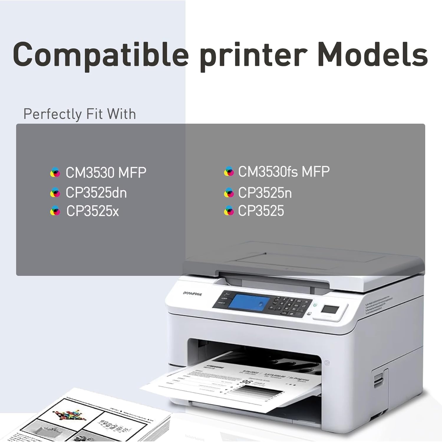 Compatible Toner Cartridge Replacement for HP 504X 504A CE250X CE251A CE252A CE253A for LaserJet CP3525 CP3525dn CP3525n CP3525x CP3530 CM3530 CM3530fs (4-Pack, Black Cyan Magenta Yellow)