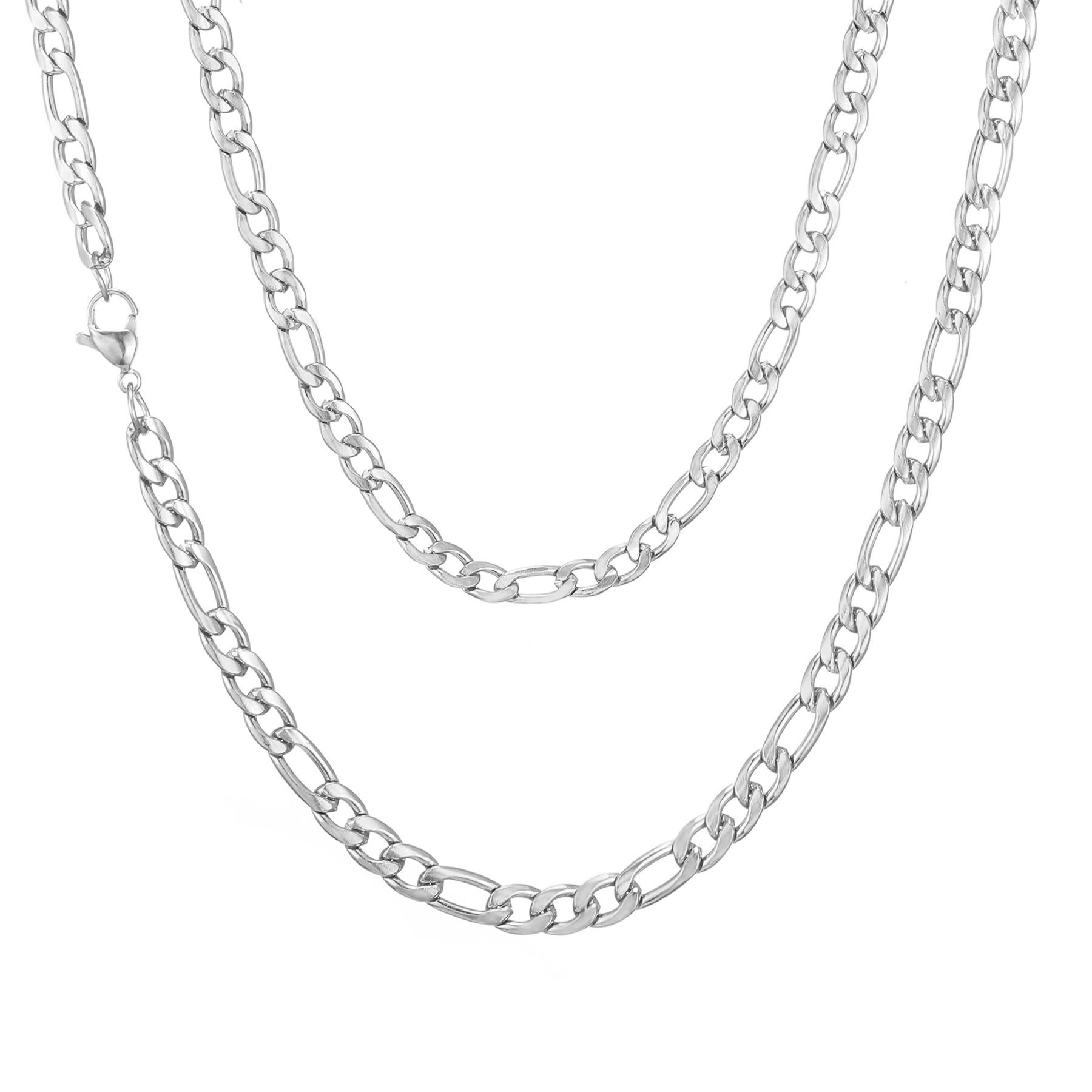 Figaro Chain Necklace for Men Women Cuban Link Chain Necklace Stainless Steel Chain Gifts for Boys Men Women 5mm in Width