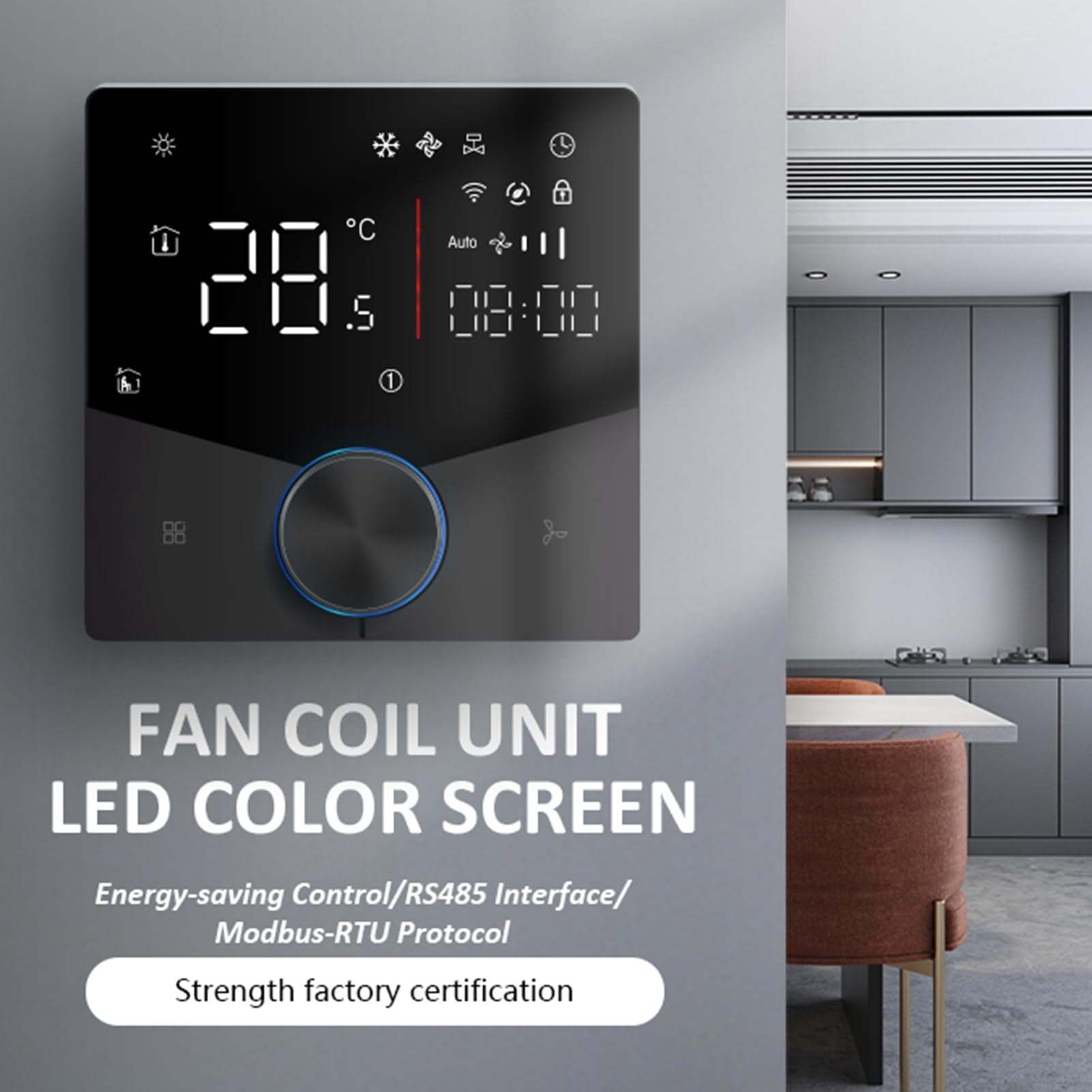 Termostat WiFi do Klimatyzatora, Sterowanie LED, grubość 12,4 Mm (BLACK)