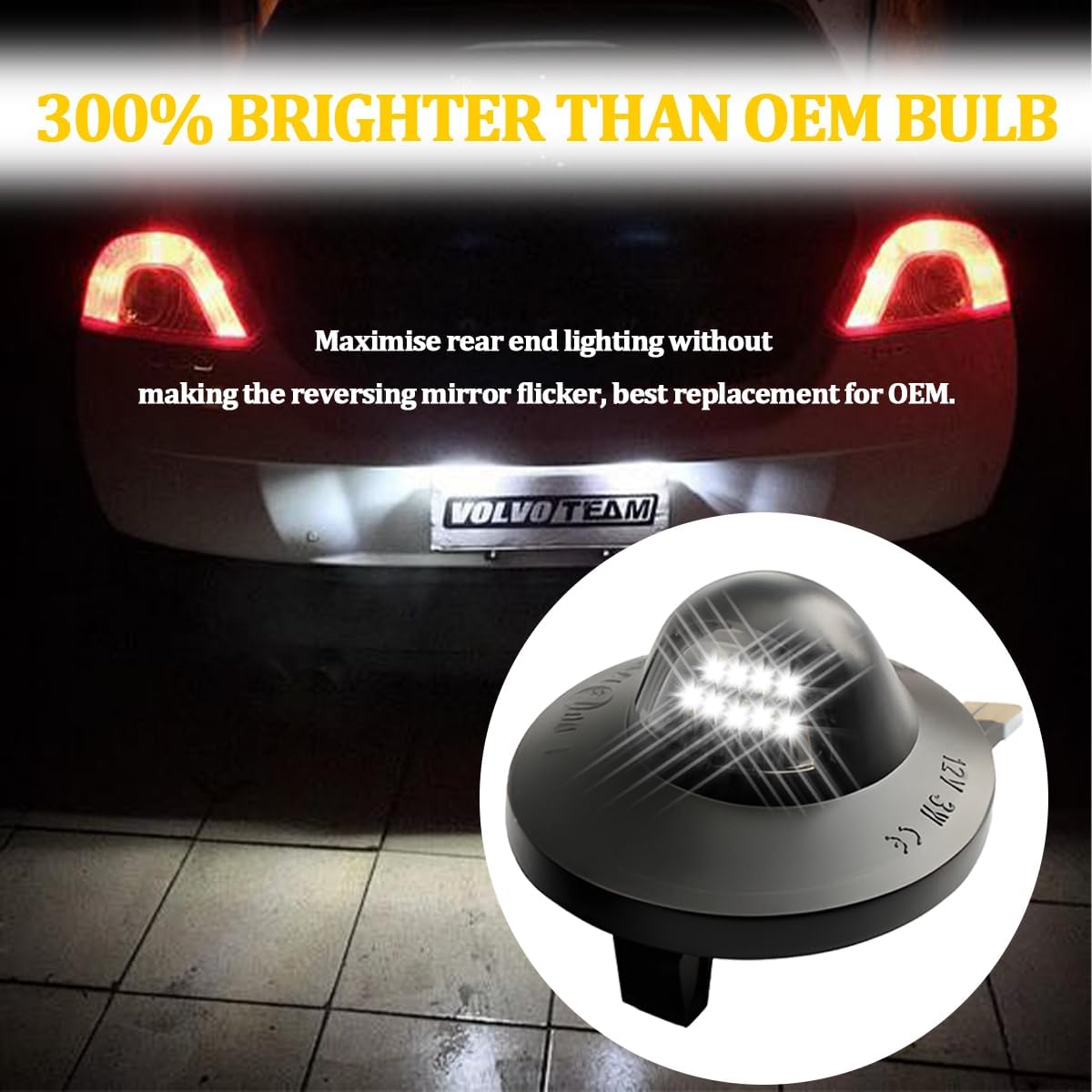 2PCS Car LED License Plate Light Tag Lamp Assembly, 6500K Vehicle Rear Tag Light Assembly, Automotive License Plate Lamp Replacement, Compatible with F150 F250 F350