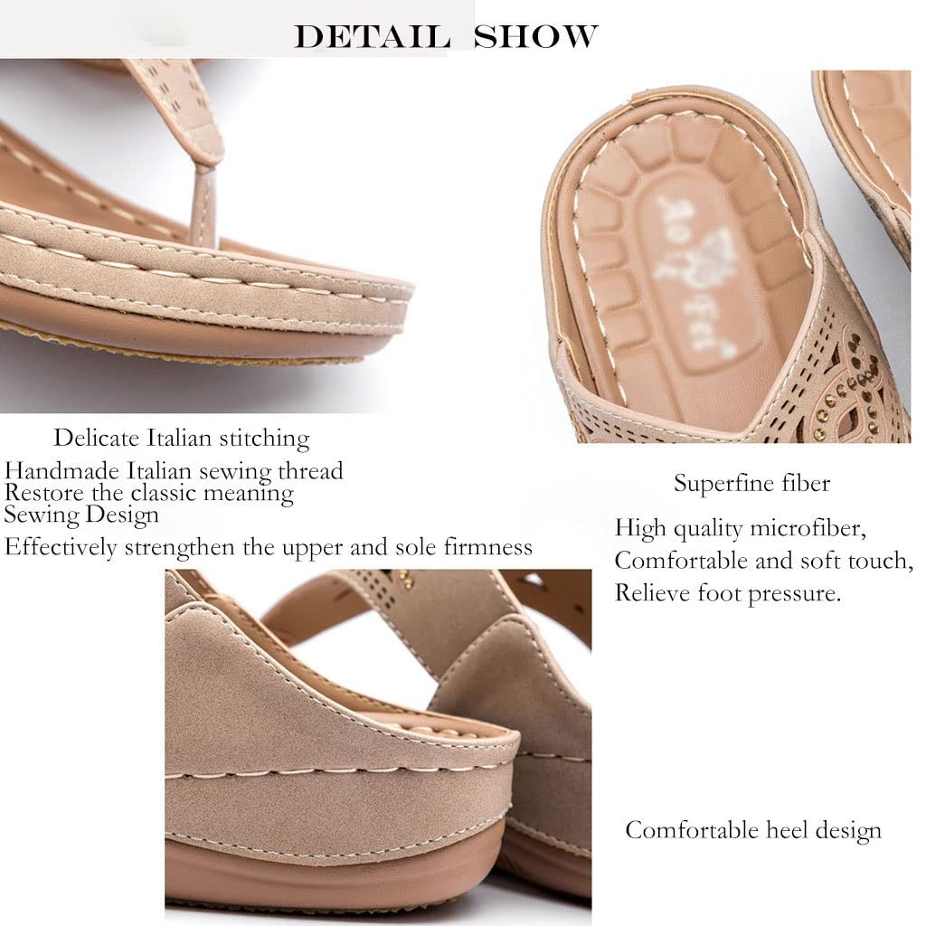 HSQMA Chanclas De Cuña para Mujer Suave Sandalias De Playa Ligero Pantuflas Verano Zapatillas AntideslizanteWith Arch Support Summer Casual Sandals Zapatos Casuales (Color : Brown, Size : EUR36)