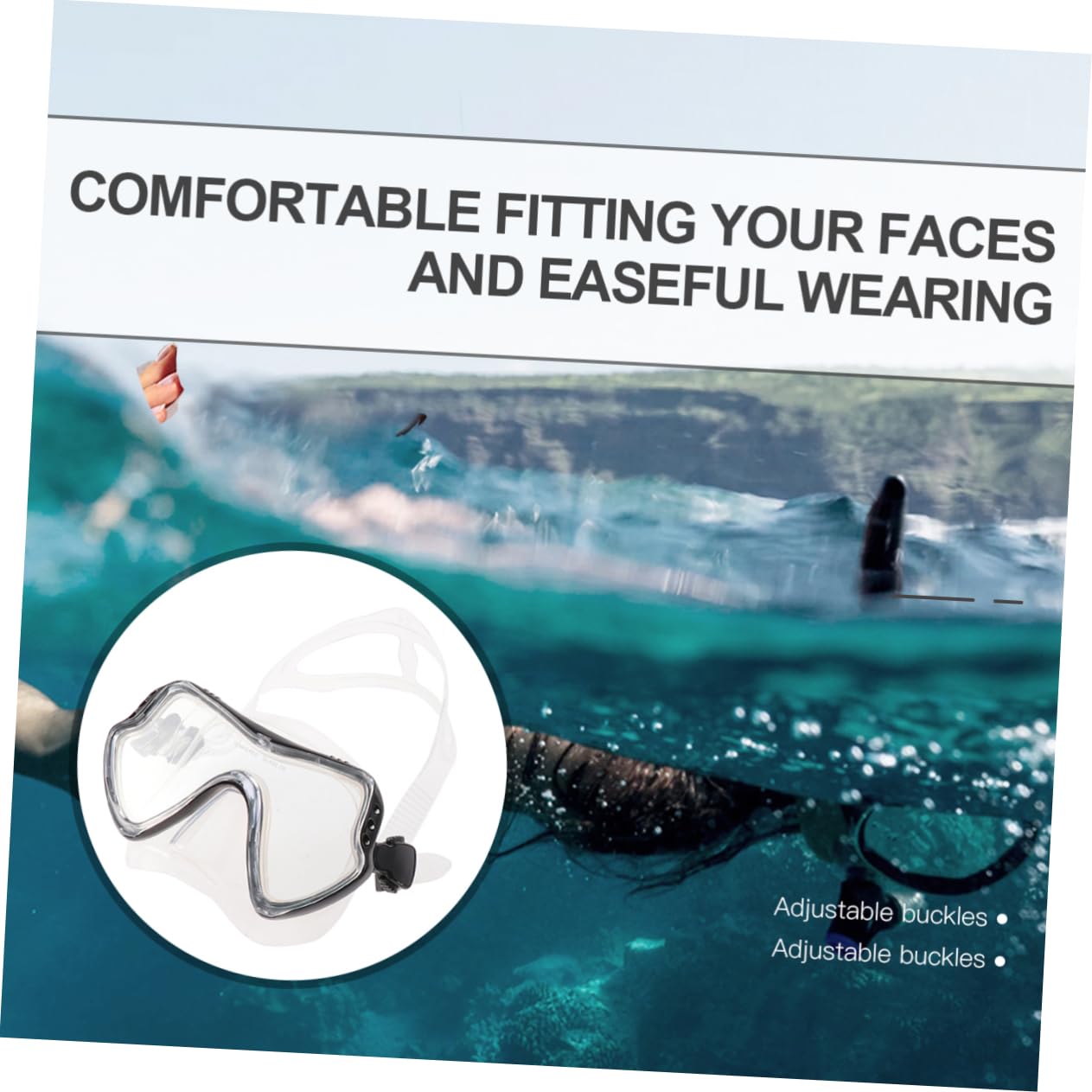 Set Maschera Snorkeling in Silicone Nero per Uomo e Donna | Meccanismo di Scarico Unidirezionale, Fibbia Robusta, Uso per Nuoto e Snorkeling