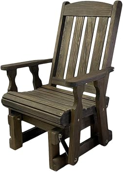 Amish Casual Heavy Duty 600 Lb Mission High Back Treated Glider Chair Dark Walnut Stain