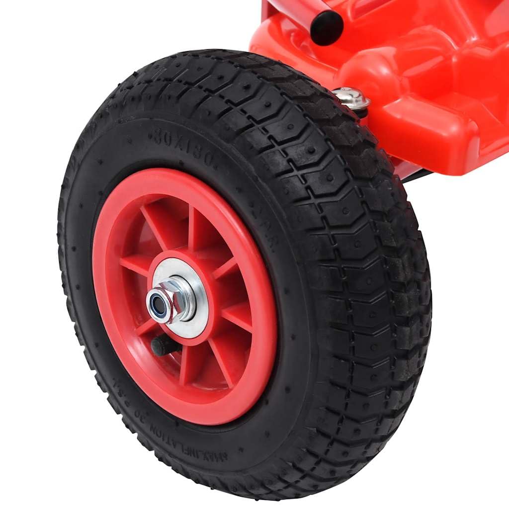 Mangloder Go-Kart a pedale con pneumatici rossi, per bambini dai 3 ai 6 anni, robusto veicolo per bambini con freni a mano, alloggiamento in ferro e plastica resistente, adatto per giardino e parco