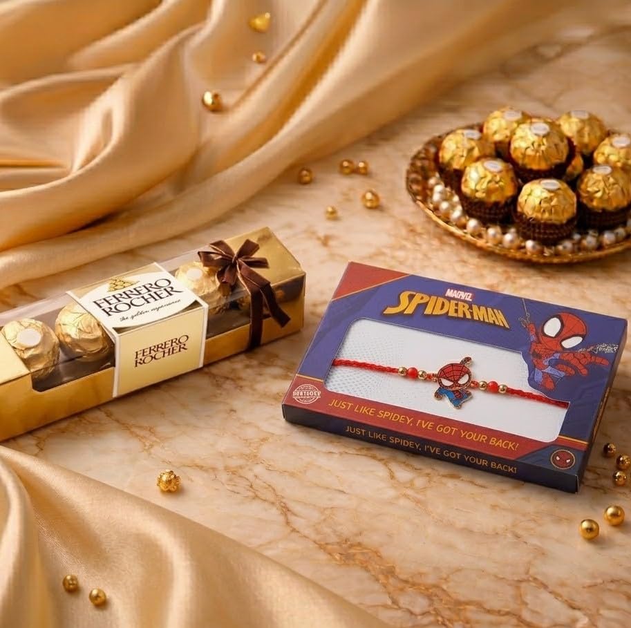 THE GIFT STUDIO.COM | Marvel Spider-Man Rakhi Gift Set for Kids | Spider-Man Rakhi & Ferrero Rocher Chocolates | Raksha Bandhan Gift-image-13