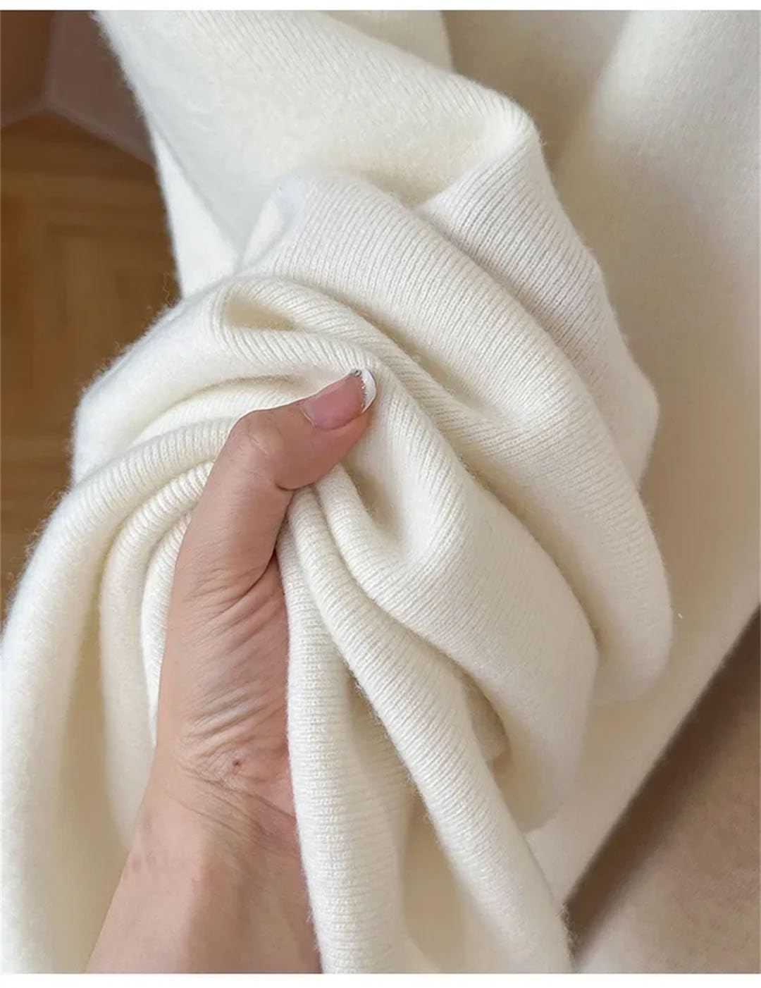 Pantaloni da donna a vita alta casual morbidi a gamba dritta pantaloni a costine a gamba larga pantaloni maglione fluidi
