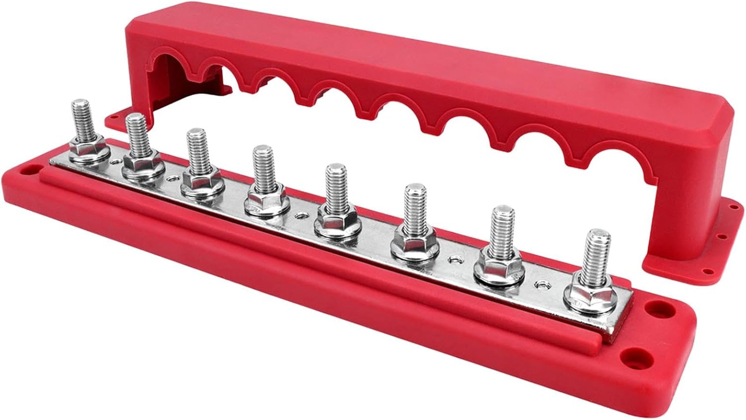 M8 Busbar Power Distribution Block 300A for 12V-48V Automotive and Marine Use, Red
