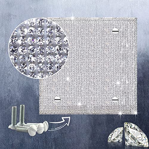 Image of Shiny Silver Rhinestones Light Switch Cover Blank Wall Plates Cover Double Toggle Wall Plate Toggle Light Switch Cover Rhinestones Outlet Covers Wall Plate