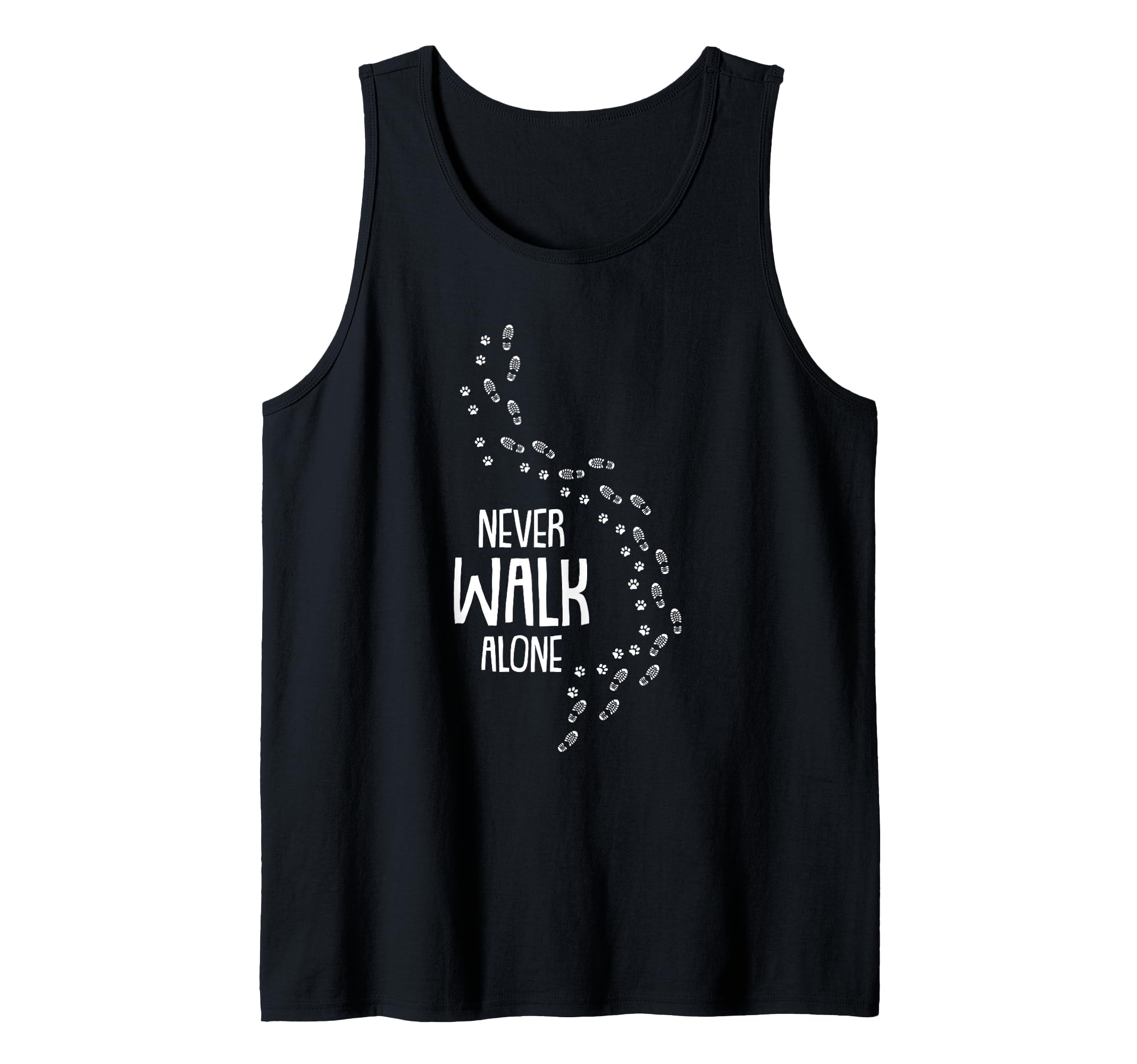 Walk by Your Side Dog Paw Print Doggie Puppy Animal Lover Tank Top, Black