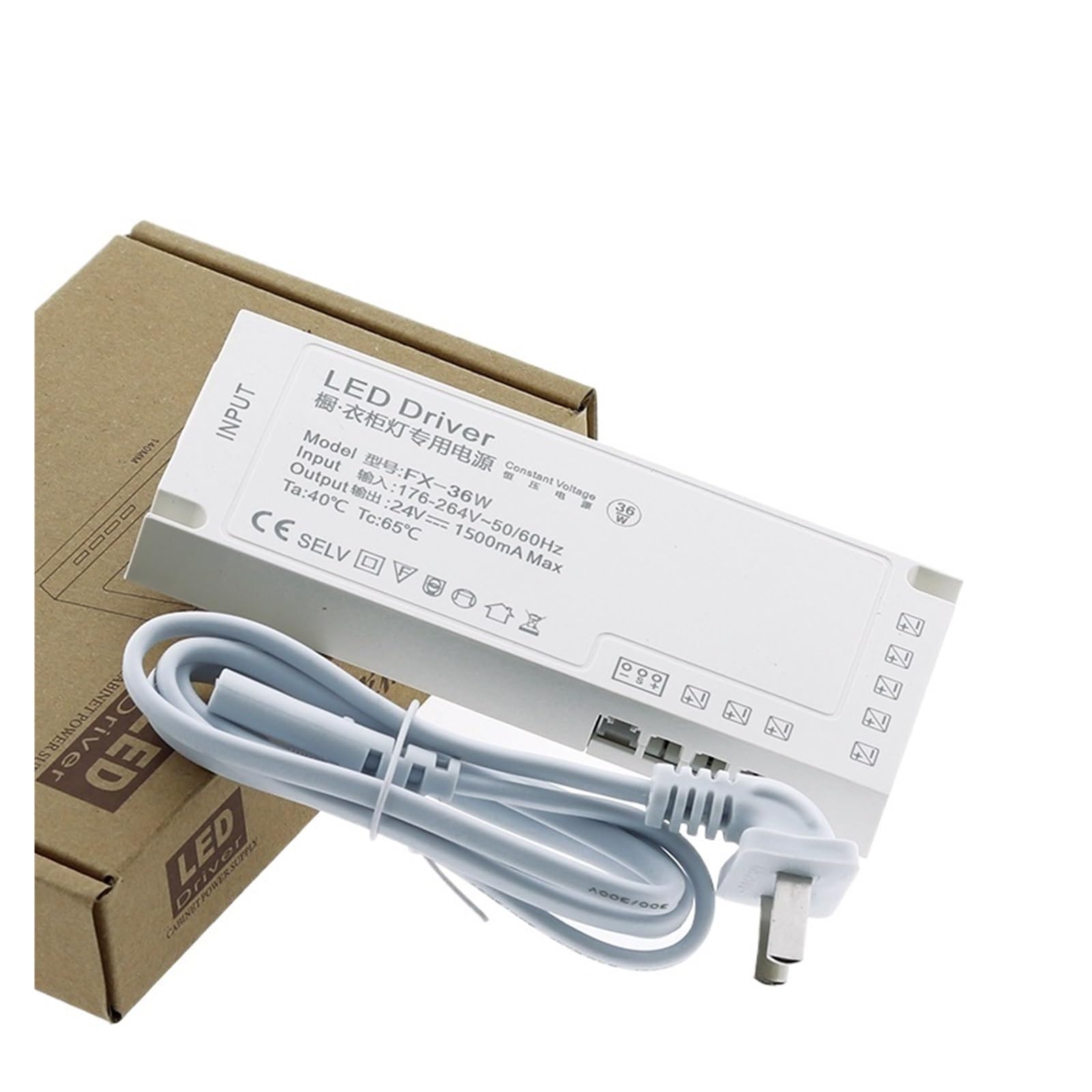 PWANUIGTE Full Power White Cabinet Wardrobe Transformer 12V/24V Interface Wine Induction Switch(24V 36W)