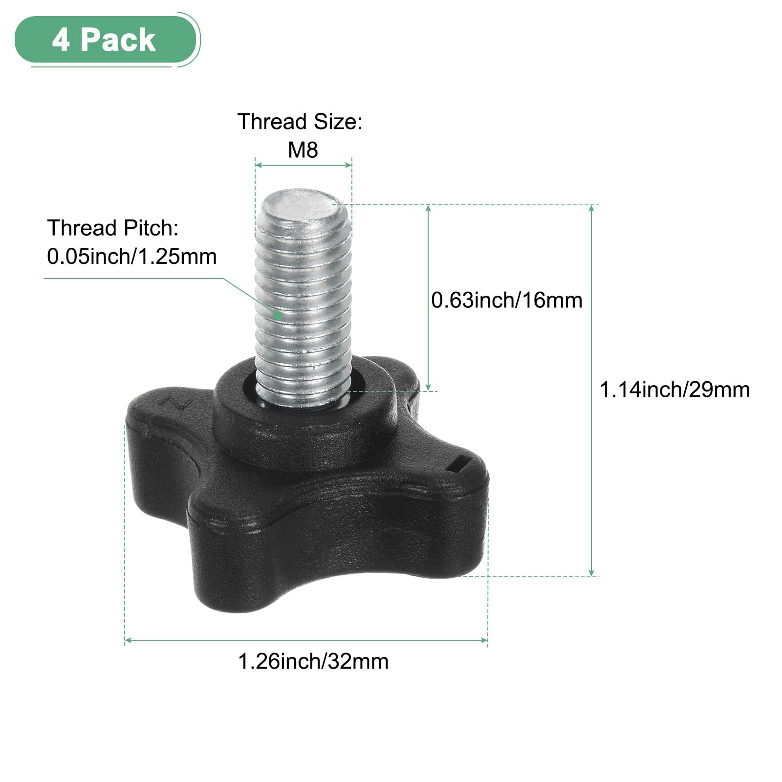 M METERXITY 4-Pack Star Clamping Knobs - Image 3