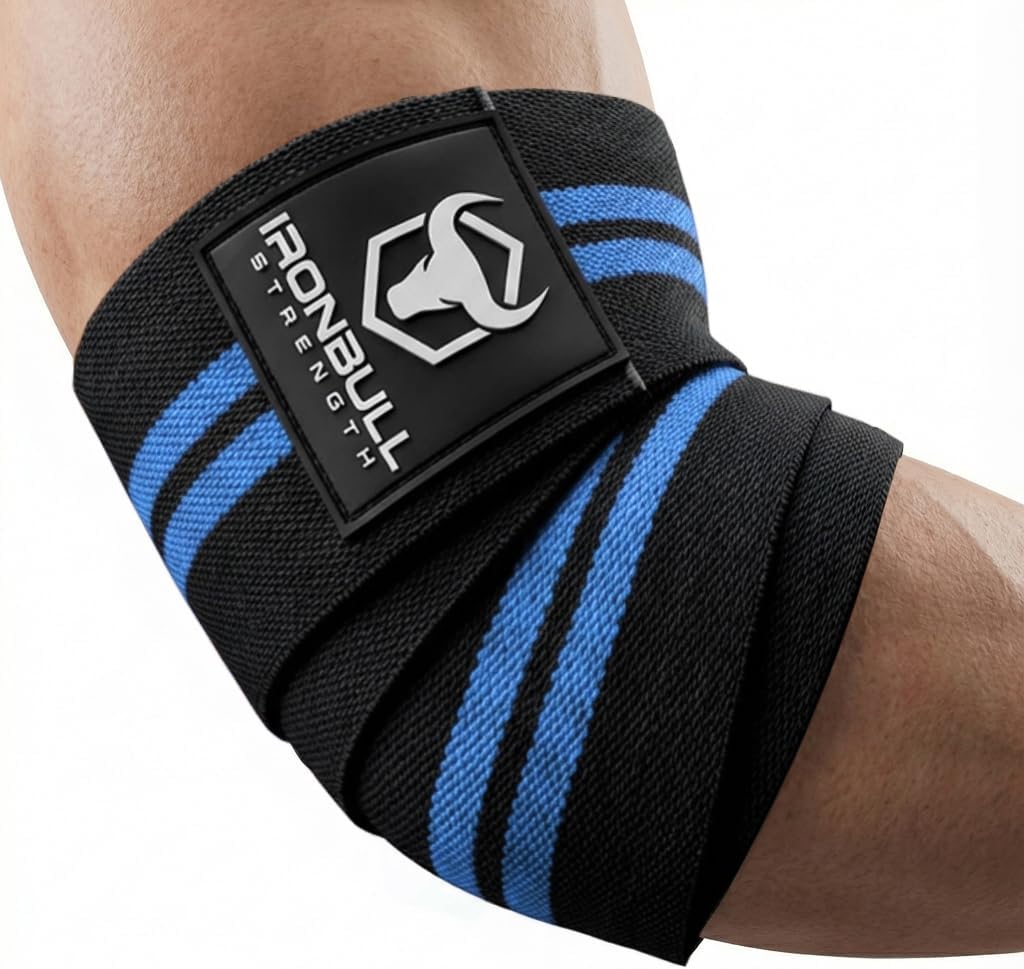 Elbow Wraps for Weightlifting (1 Pair) - 50" Elastic Elbow Braces for Weight Lifting - Elbow Support for Bench Press, Powerlifting, Fitness, & Gym Workout - Gym Elbow Straps Weightlifting - Elbow Compression Strap Brace