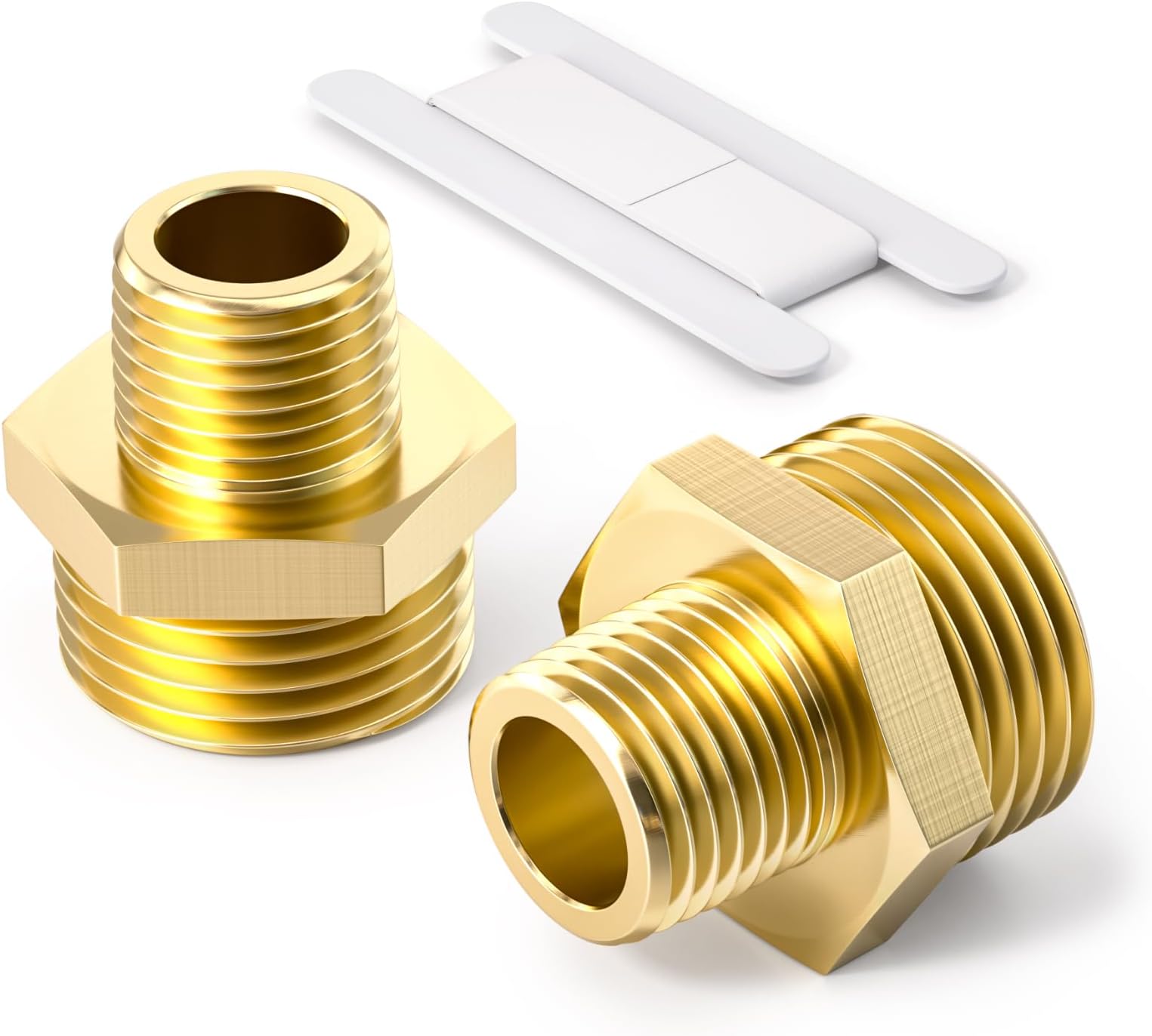 Bwintech 2 Pcs 1" Male to 3/4" Male BSP Thread Brass Hex Nipple Reducing Connector for Pipe Connecting Conversion
