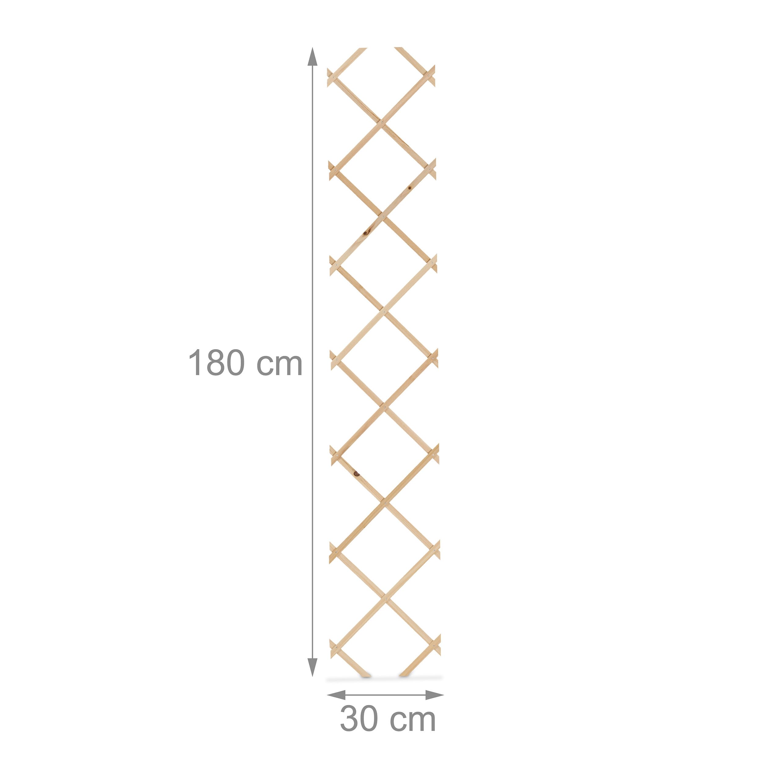 Relaxdays Grigliato in Legno per Rampicanti, 180x30 cm, Set 3 Tralicci Allungabili Piante da Giardino, Balcone, Naturale