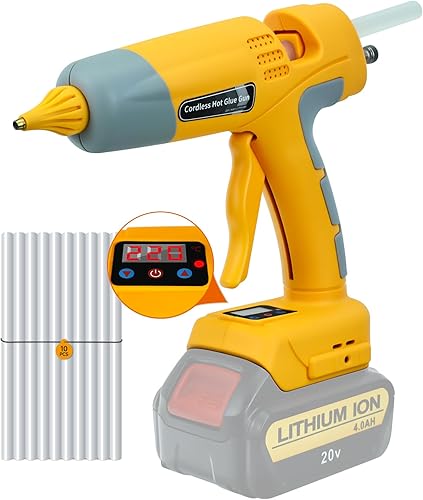 Pistola de pegamento caliente inalámbrica para batería Dewalt de iones de litio de 18 V20 V, pistola de aire caliente de 100 W con pantalla digital