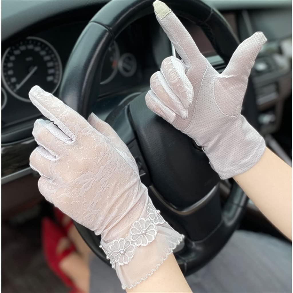 Gloves Women's Ice Silk Breathable Lace Thin Ladies Riding and Driving Touch Screen Finger