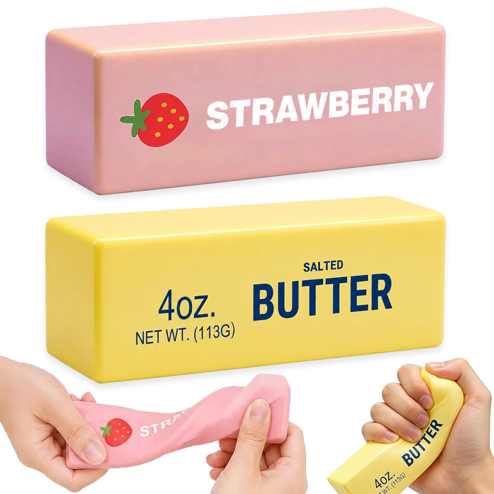 2Pcs Big Butter Squishy Toys, Soft Slow Rising Stress Relief Fidget Toy