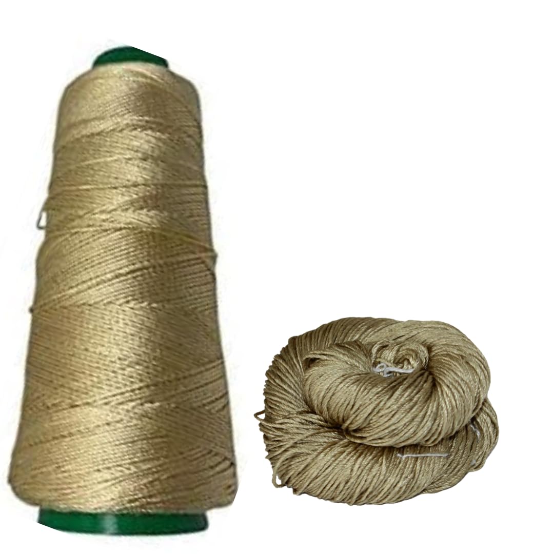 Knitsilk Hilo de encaje de seda de morera 100 % de 3 capas, perfecto para tejer, ganchillo y tejer, hilo de seda de alta calidad para proyectos de creación de lujo (50 g, 260 yardas, beige) (paquete