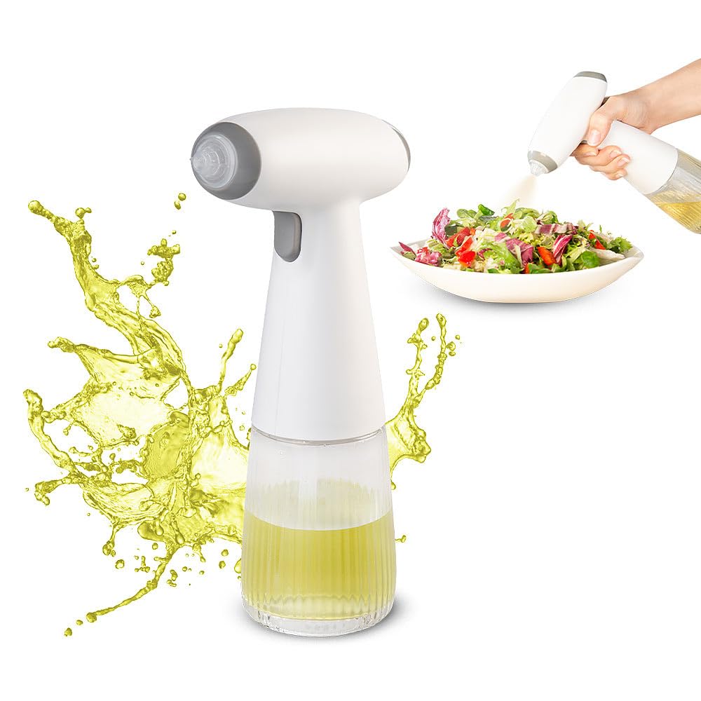 Rosenstein & Söhne Öl-Sprühflasche Grill: 4er-Set Akku-Nebel-Sprühflasche, Öl & Essig, 180 ml, Echtglas, USB-C (Elektrischer Ölsprüher Glas USB-C, Ölsprühflasche akkubetrieben)