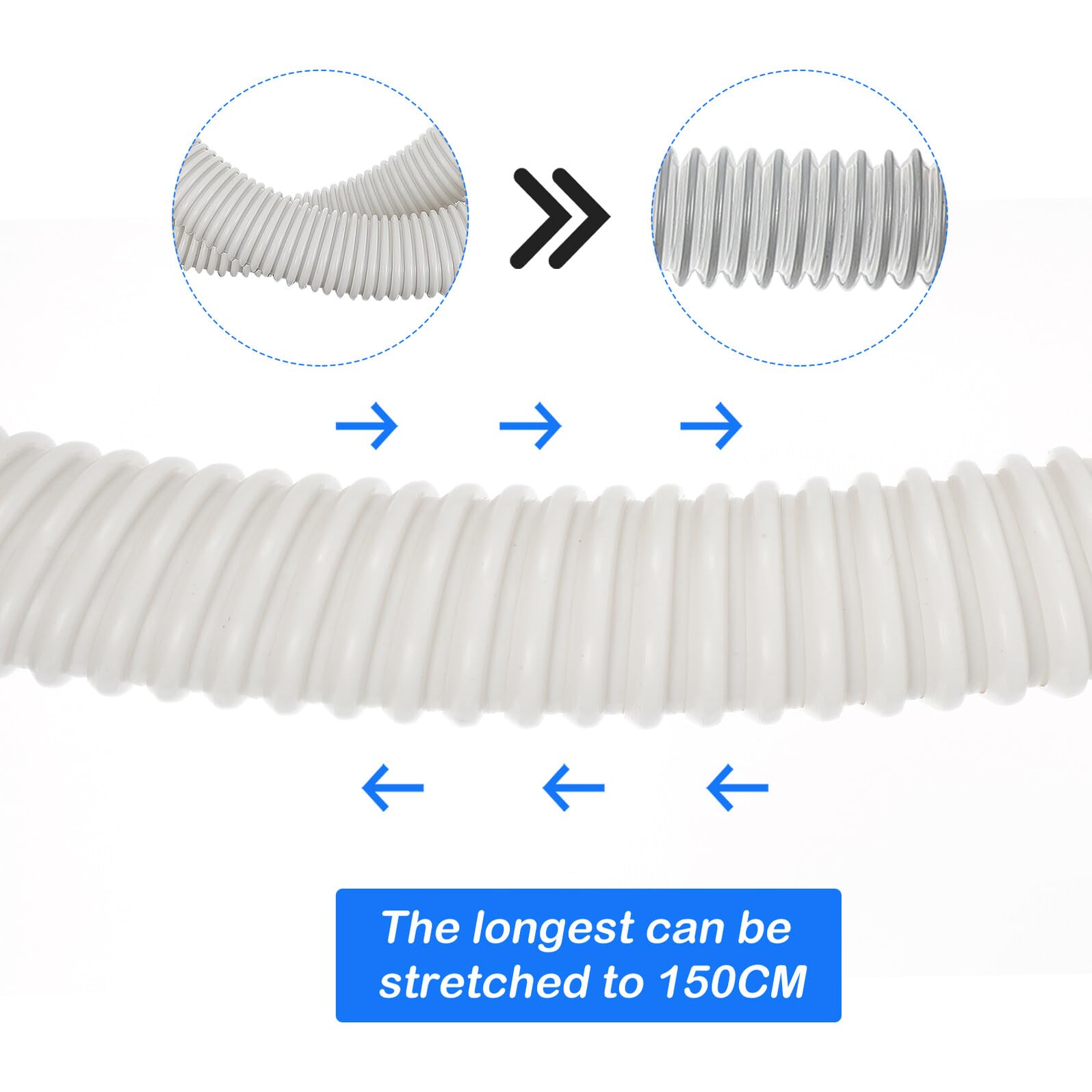 ERINGOGO Tubo Aspirapolvere Flessibile Bianco Estensibile Resistente e Facile da Installare Ricambio Compatibile per Tubo di Aspirazione Polvere