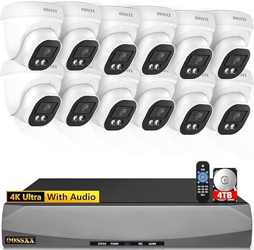 Miniatura 13 de OOSSXX Sistema de cámara de seguridad para el hogar 4K PoE para exteriores con audio, 8.0 megapíxeles con cable de vigilancia para exteriores,