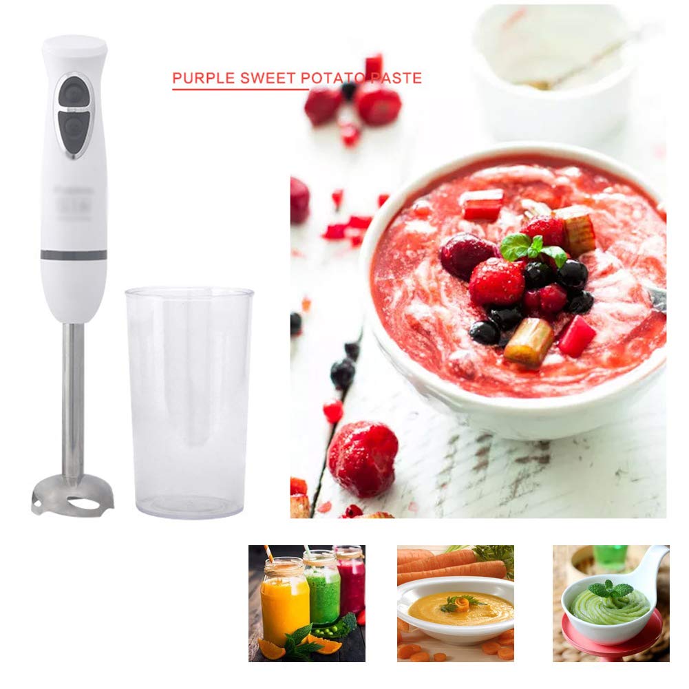 4-In-1 Frullatore A Immersione Con Frusta, 500 W 2 Velocità Stick Blender Con Robot Da Cucina, Becher Da 600 Ml, Lama in Acciaio Inossidabile Per Alimenti Per Bambini,Nero