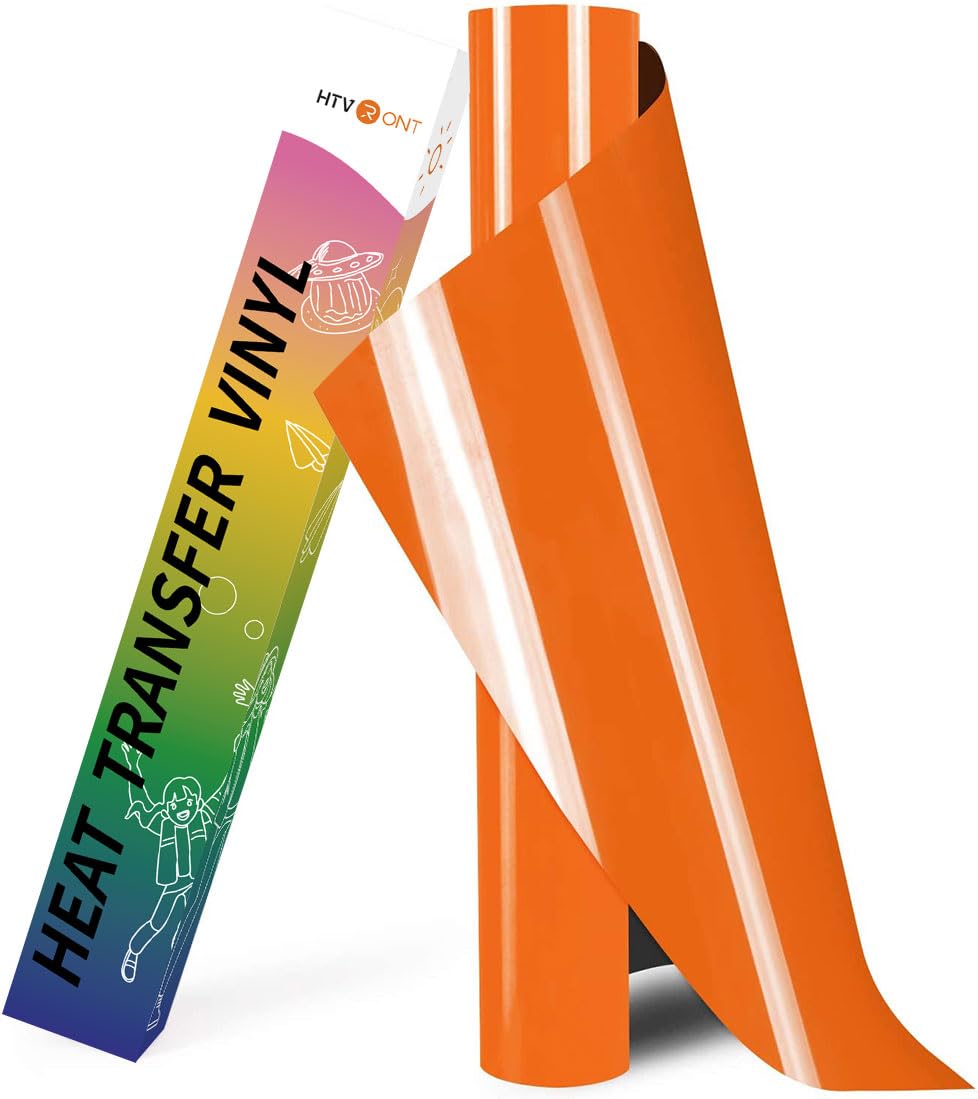 HTVRONT HTV Roll Heat Transfer Vinyl- 12" x 8ft Orange HTV Vinyl for Shirts