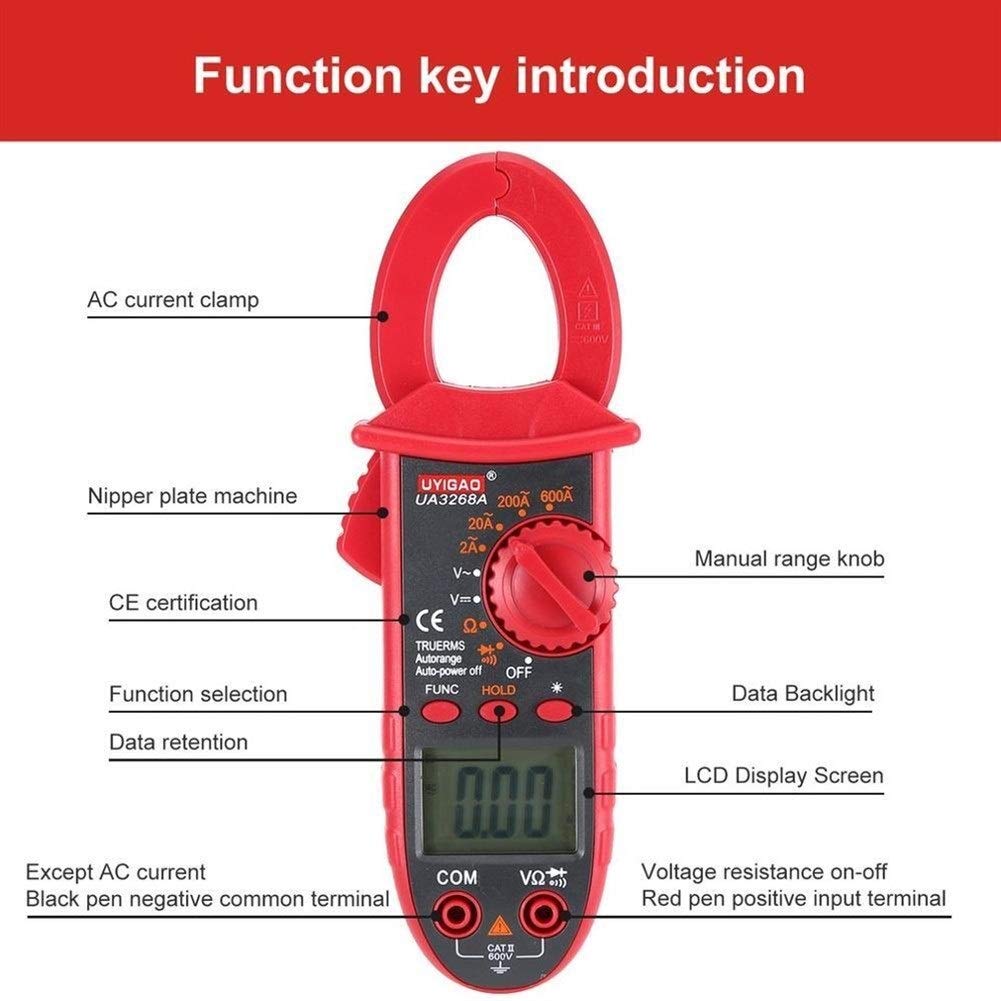 Cyfrowy miernik zaciskowy Multimetr AC/DC VOLT OHM Resistance Tester z podświetleniem Dane Hold UA3268A Do laboratorium