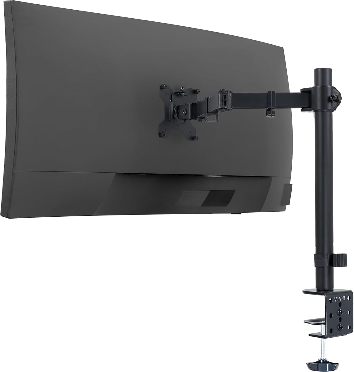 VIVO Single 13 to 38 inch Ultrawide Monitor Arm Desk Mount, Regular Screens up to 32 inches, 22 lbs capacity, Fully Adjustable Stand with C-Clamp and Grommet Base, Black, STAND-V001