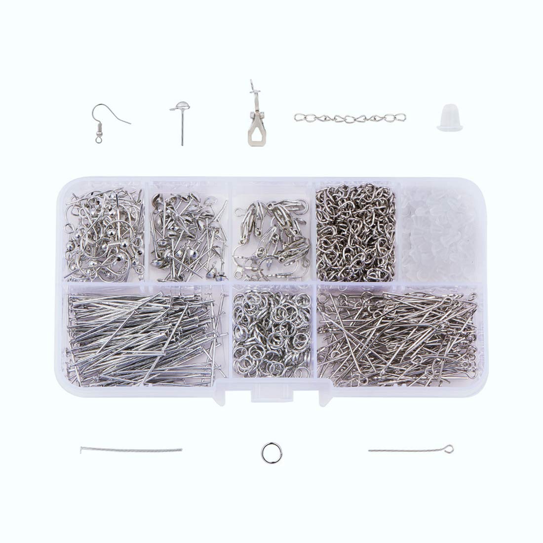 FineInno 800PCS Jewelry Finding Supplies,Jewellery Making Accessories Kit for DIY Earring,Jewellery Making Kit with Earring Backs,Open Jump Rings