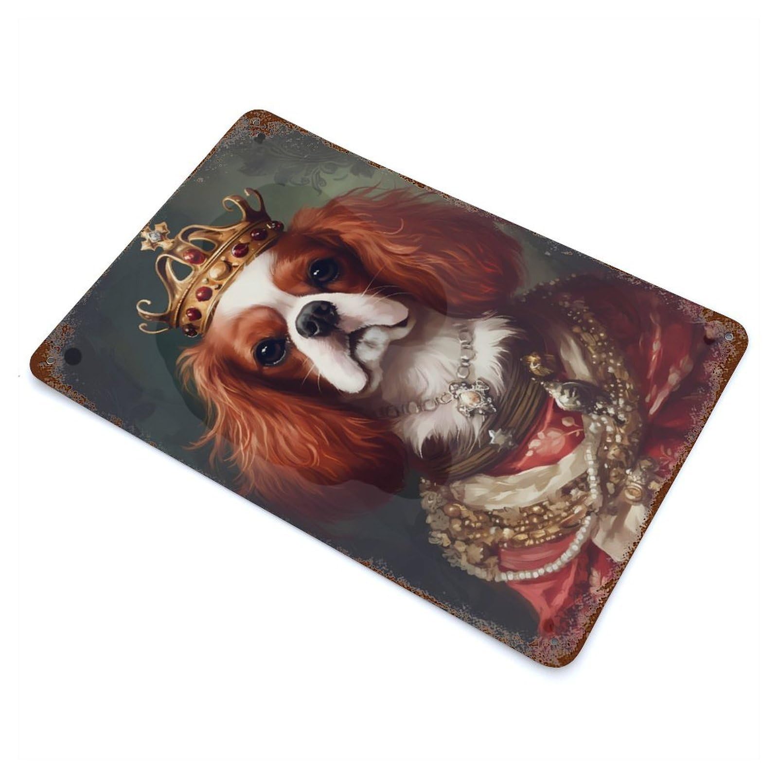Garage Style Cavalier King Charles Span Aged Metal Wall Plaque 11.8"x7.9", Farmhouse Wall Decor for Bar And Workshop
